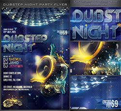 酒吧迪吧海报/传单模板：Dubstep Night Party Flyer